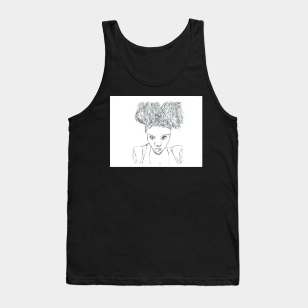 CurlyGirl Kinky Natural Hair Afro Puff Drawing T Shirt Tank Top by EllenDaisyShop